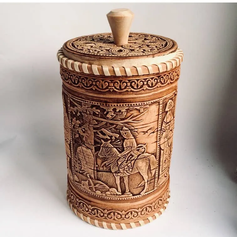 Vorratsdose Serie MÄRCHEN Kunsthandwerk aus Sibirien 4 birkenrindedose ritter-min