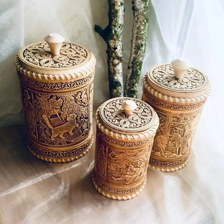 Vorratsdose Serie MÄRCHEN Kunsthandwerk aus Sibirien 1 Vorratsdose Serie MÄRCHEN